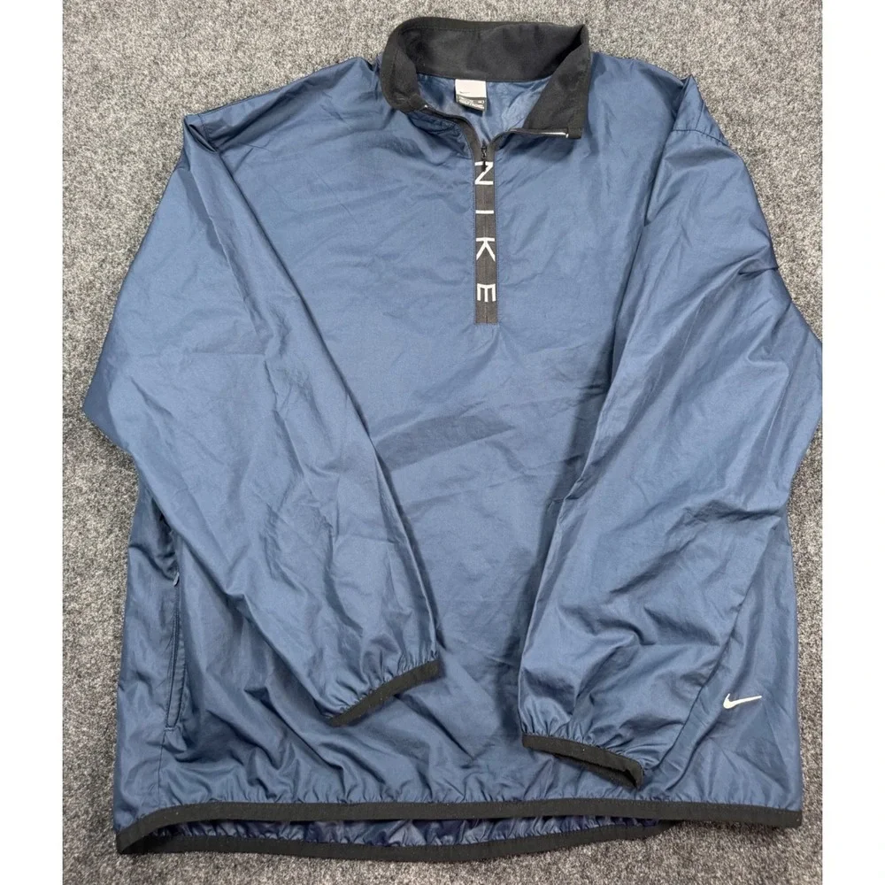 Vintage Nike Golf 1/2 Zip Windbreaker  Jacket Blue Black XL Lightweight Swoosh